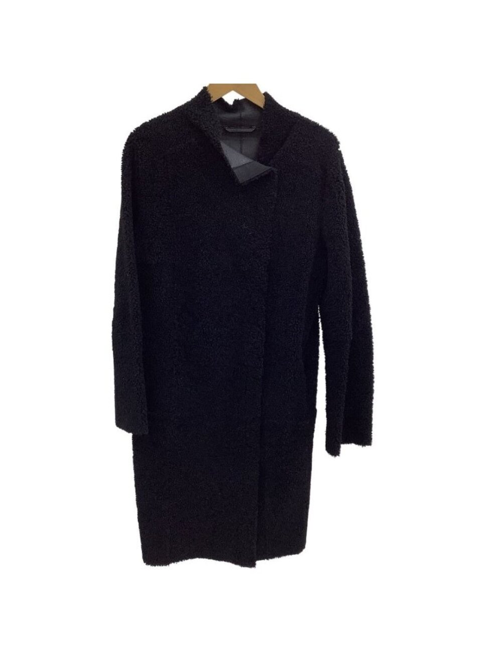 Max Mara Coat Fleece Inside Leather Black 42